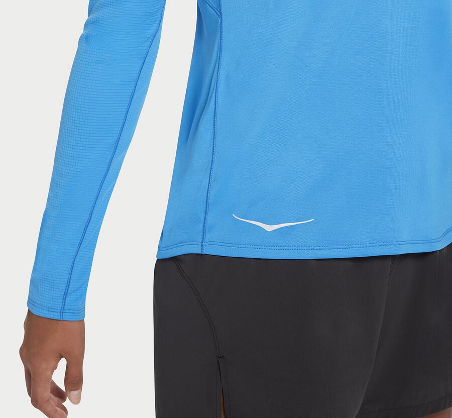 Hoka One One Top Kadın Mavi - Performance Long Sleeve - TF0764893